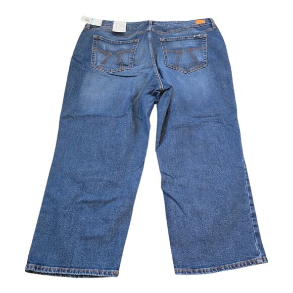 Seven7 The Tower High Rise Medium Wash Ripped Knee Cropped Jeans Plus Size 20 - Picture 4 of 11